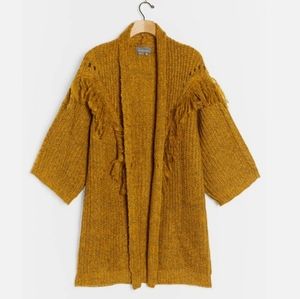 Anthropologie Stevie Fringed Marled Knit Kimono